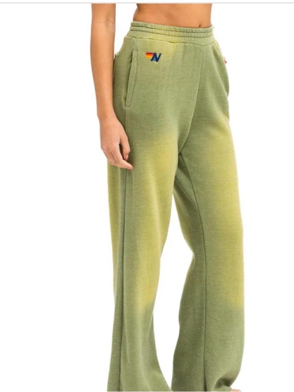 NWT AVIATOR NATION ESSENTIAL WIDE LEG FADED ARMY